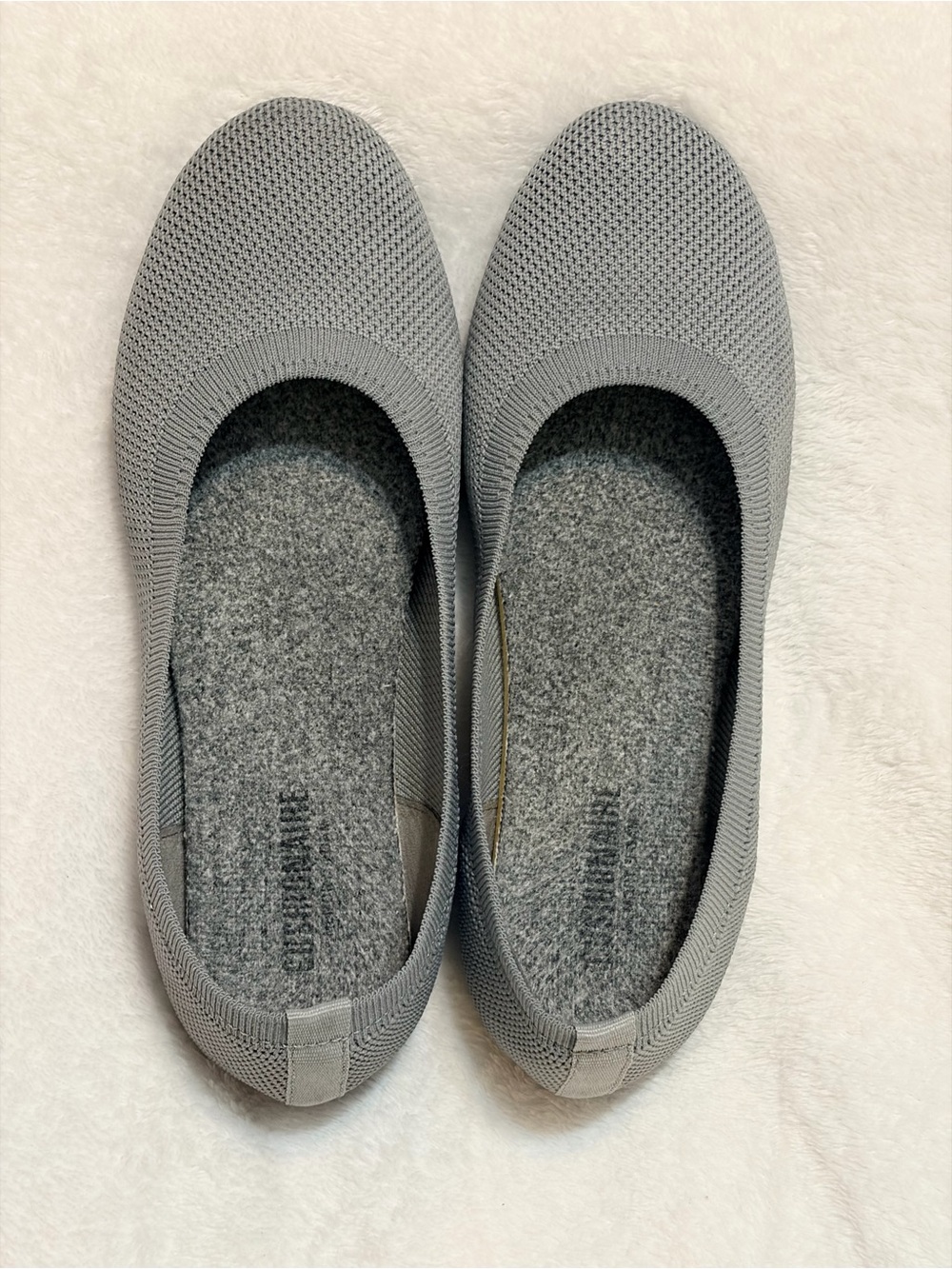 NWOT-Light Gray Knit Slip-On Ballet Flats
